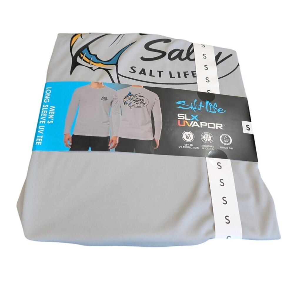 Salt Life Men's Long Sleeve UV Tee Grey Size S